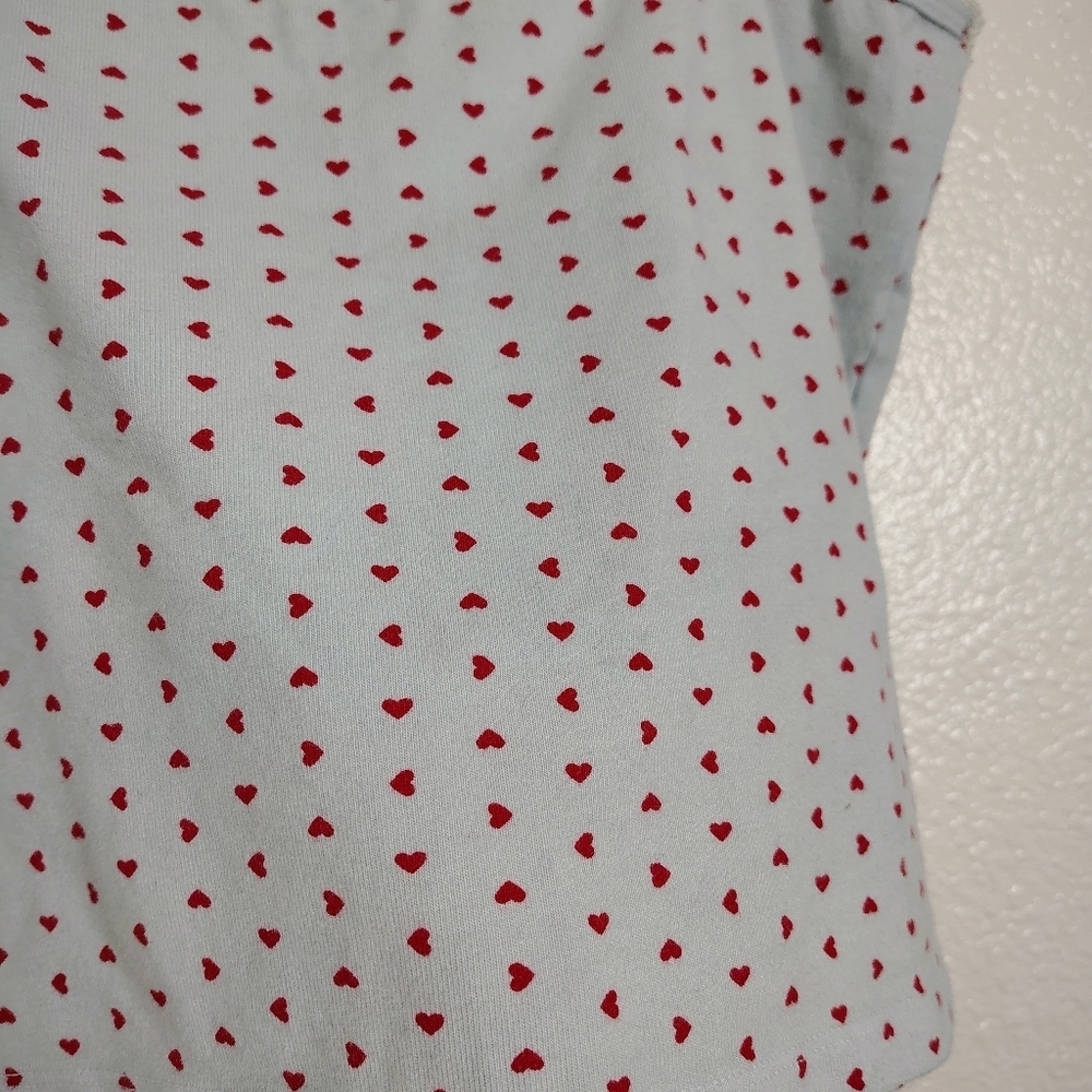 Brandy Melville Rare Blue/ Red Heart Patterned Women's Lace Top Sz S Made Italy - Picture 10 of 13